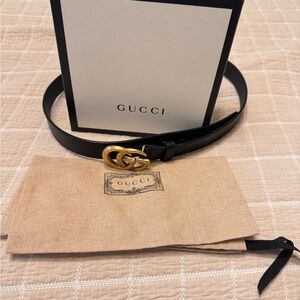 Gucci Black Belt with Gold Accent
